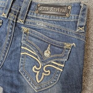 Rock Revival Women's Gwen Bootcut Jeans Size 28 Blue Low Rise Festival Chic